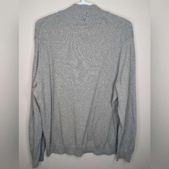 Tasso Elba Suprema Cotton Mens XL Gray Knit Pullover Sweater 1/4 zip - Picture 2 of 8
